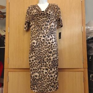 NWOT INC SZ L Brown/Black Animal Print Dress